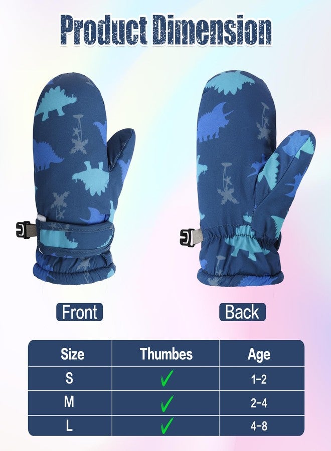 Fynnsure Toddler Mittens Lined Fleece Snow Gloves for Boys Girls Kids Winter Ski Gloves Baby Mittens, Blue&gray Dinosaur, 4-6 Years - Image 4
