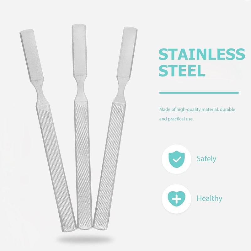 5pcs Stainless Steel Manicure Nail Files Anti-Slip Double-Sided Thickened Nail Shaping Tools for Professional Fingernail Polishing and Foot Care - Image 2