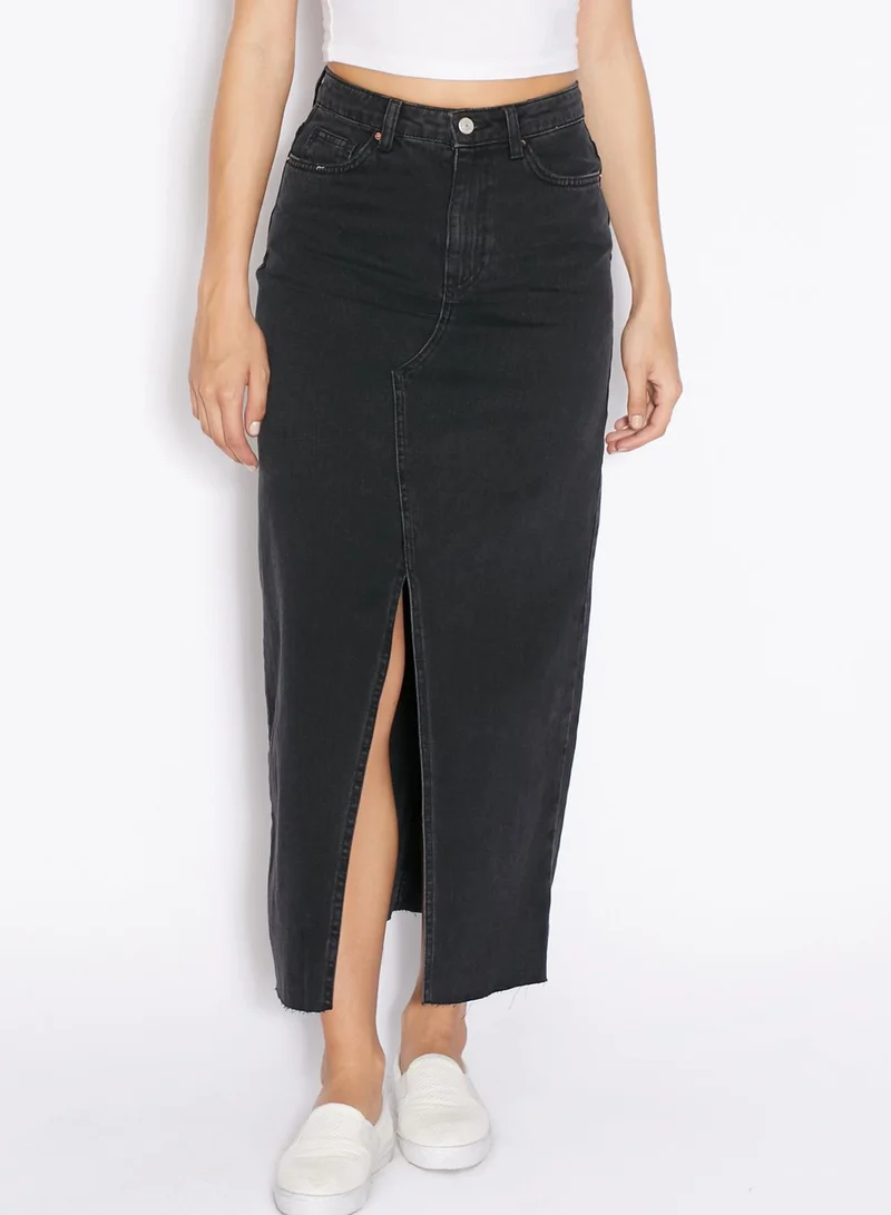 TOPSHOP MOTO Front Split Denim Skirt