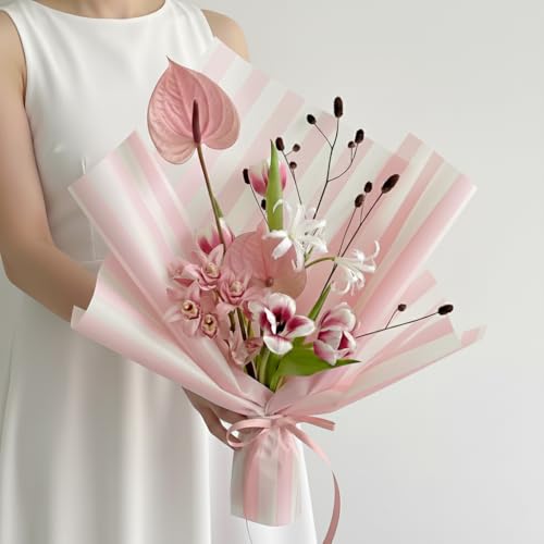 BBJ WRAPS Flower Wrapping Paper Floral Bouquet Wraps for Gift Packaging 20 Sheets 236x236 Inch Pink - Image 5