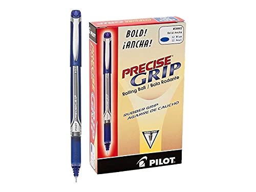 Pilot, Precise Grip Liquid Ink Rolling Ball Stick Pens, Bold Point 1 mm, Blue, Pack of 12 - Image 3