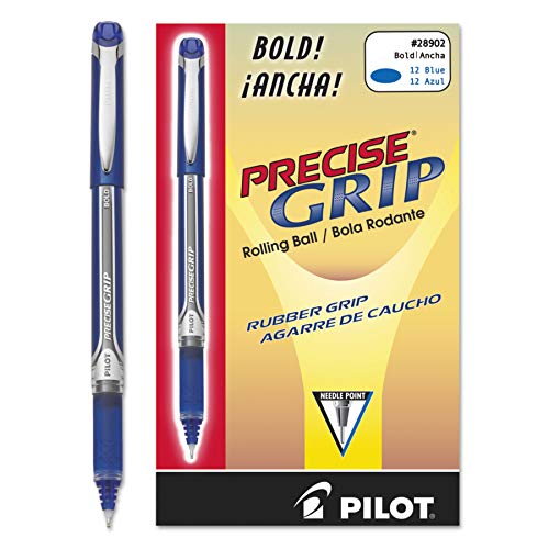 Pilot, Precise Grip Liquid Ink Rolling Ball Stick Pens, Bold Point 1 mm, Blue, Pack of 12 - Image 1
