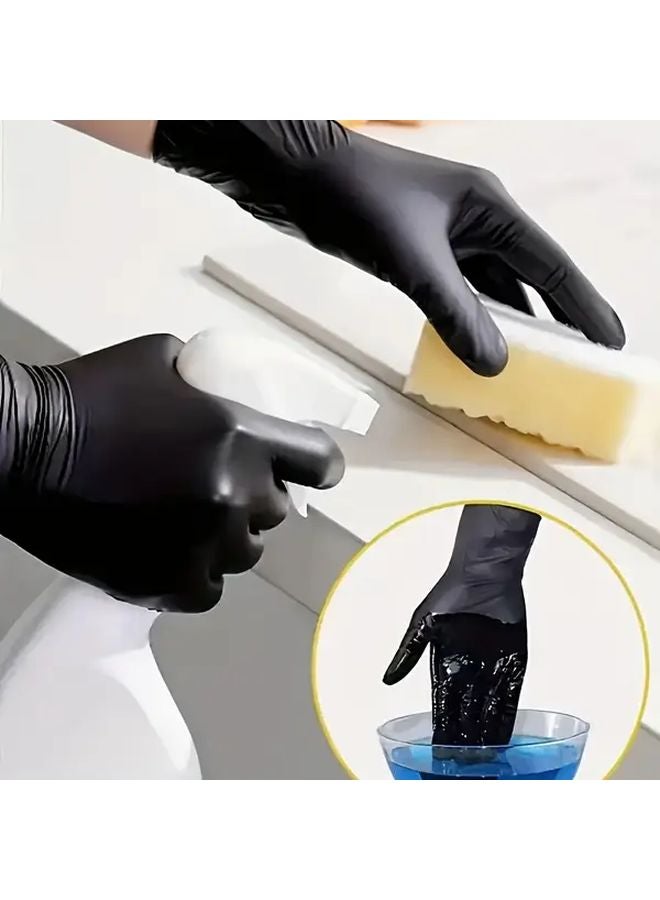 80 Pcs Large Black Powder Free Latex Nitrile Disposable Gloves For Household Cleaning - Image 5