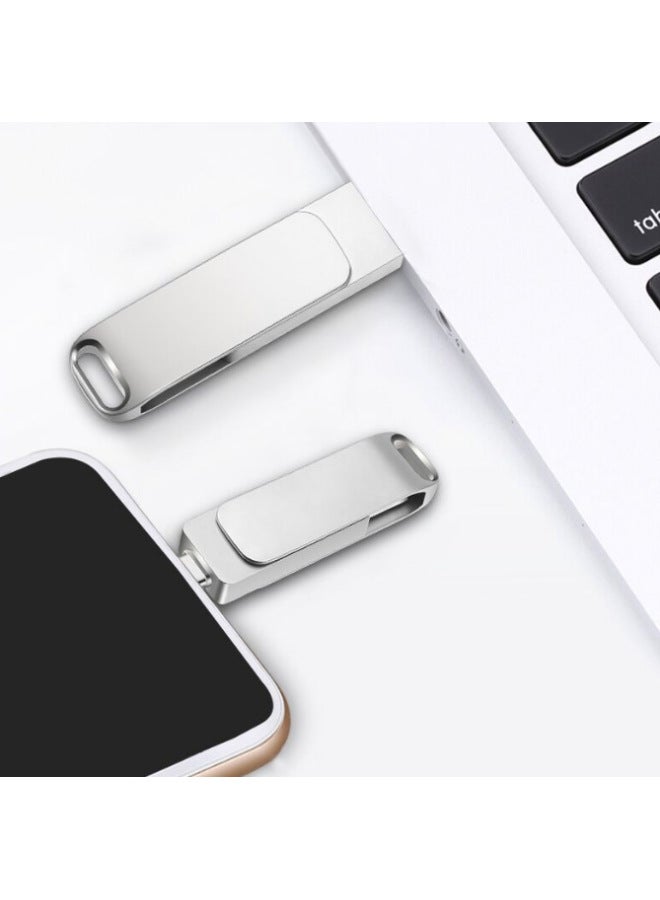 Type-c Mobile Computer USB Flash Disk High-speed Two-in-one Dual-use 256g Large Capacity Metal Lettering Solid State USB Flash Disk-Color:White-Capacity:32GB - Image 3