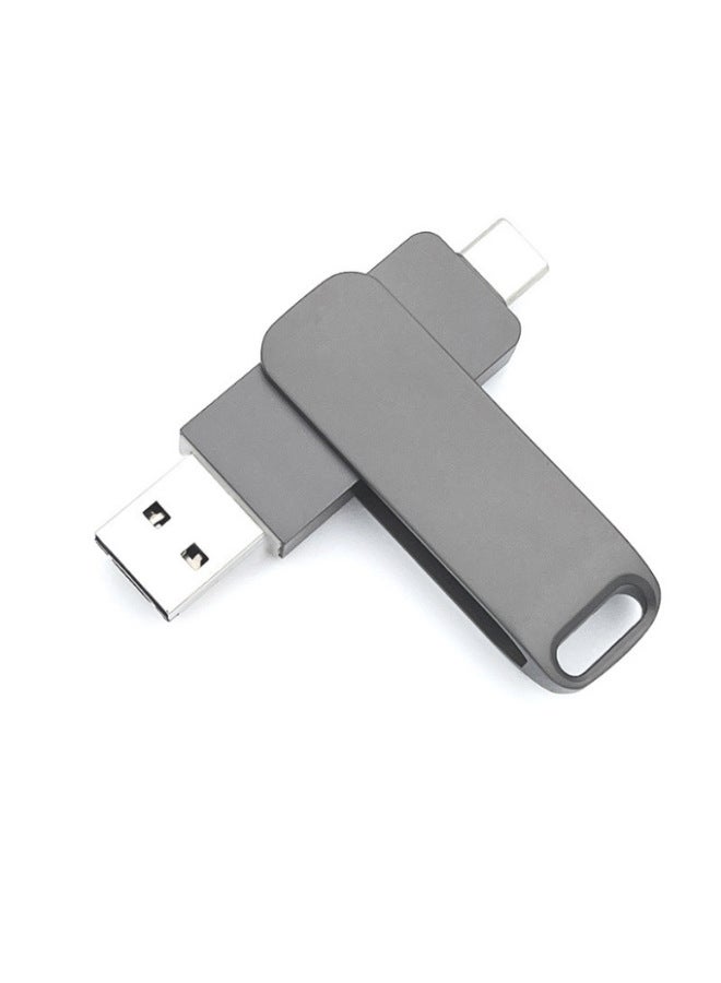 Type-c Mobile Computer USB Flash Disk High-speed Two-in-one Dual-use 256g Large Capacity Metal Lettering Solid State USB Flash Disk-Color:White-Capacity:32GB - Image 2