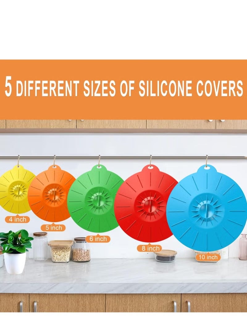 Daxiongmao 7 Pack Silicone Lids, Microwave Splatter Cover, 5 Sizes Reusable Heat Resistant Food Suction Lids fits Cups, Bowls, Plates, Pots, Pans, Skillets, Stove Top, Oven, Fridge BPA Free, Mothers Day Gifts - Image 2