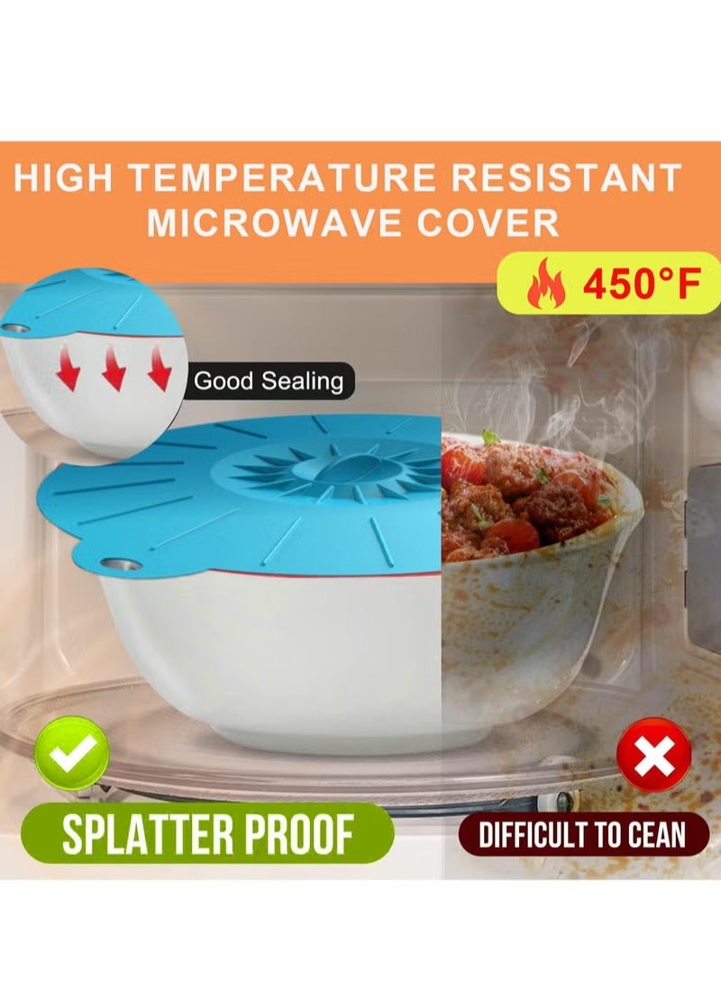 Daxiongmao 7 Pack Silicone Lids, Microwave Splatter Cover, 5 Sizes Reusable Heat Resistant Food Suction Lids fits Cups, Bowls, Plates, Pots, Pans, Skillets, Stove Top, Oven, Fridge BPA Free, Mothers Day Gifts - Image 4