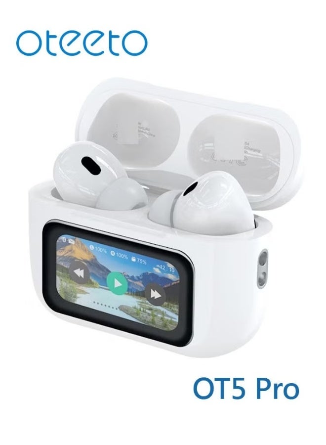 Oteeto OT5 Pro Wireless Earbuds - Smart Diplay Hi-Fi Sound Quality - Noise Cancellation Designed For iPhones and iPads - White - Image 4