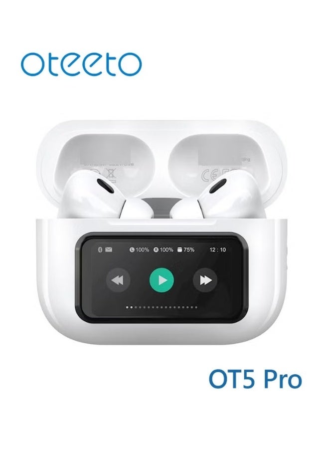 Oteeto OT5 Pro Wireless Earbuds - Smart Diplay Hi-Fi Sound Quality - Noise Cancellation Designed For iPhones and iPads - White - Image 2