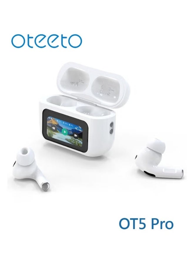 Oteeto OT5 Pro Wireless Earbuds - Smart Diplay Hi-Fi Sound Quality - Noise Cancellation Designed For iPhones and iPads - White - Image 3