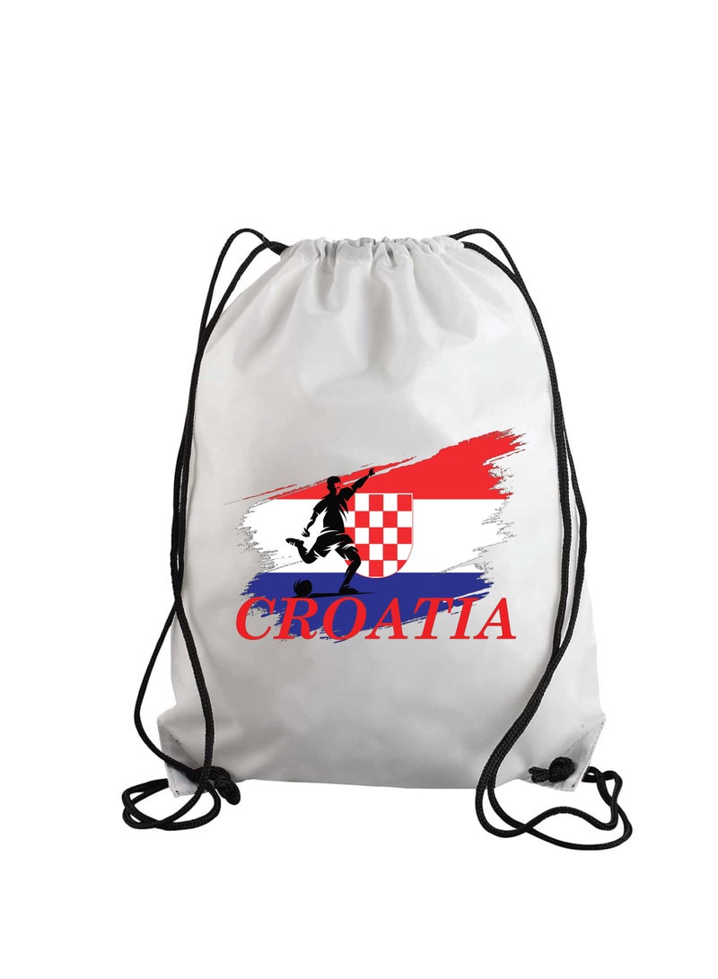 Croatia Soccer Drawstring Bag or Backpack Suitable for Adults and Kids and Sports Fans (Design 1)