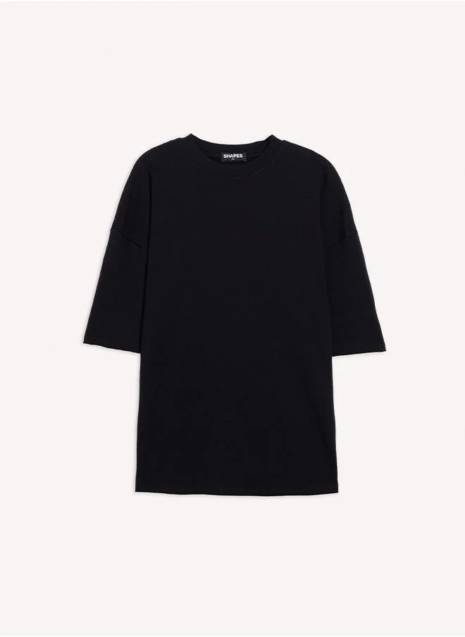 Shapes BLACK MIDWEIGHT COTTON BLEND T-SHIRT for Men | Best Price UAE