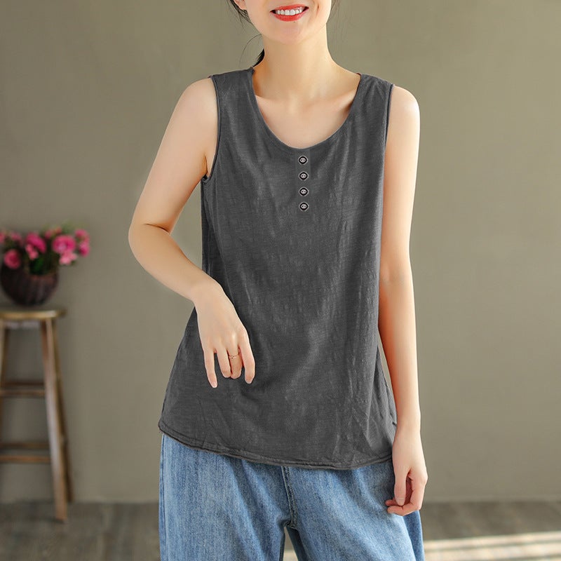 Plus Size Sling Heart Back Women'S Loose Belly Covering Outer Wear Sleeveless Top T-Shirt Fat Mm200Kg Fashion - Image 5