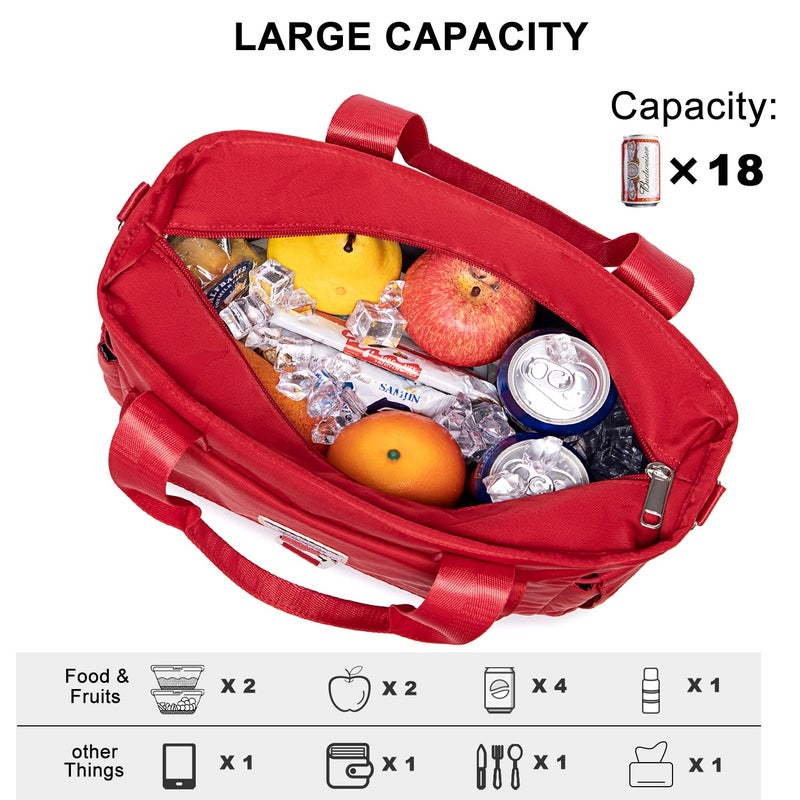 Weitars Insulated Lunch Bag for Women,Leak Proof Lunch Box for Work,Extra Large Lunch Tote Bag With Removable Shoulder Strap with Side Pockets,Reusable Lunch Cooler Bag For Picnic Hiking - Image 2
