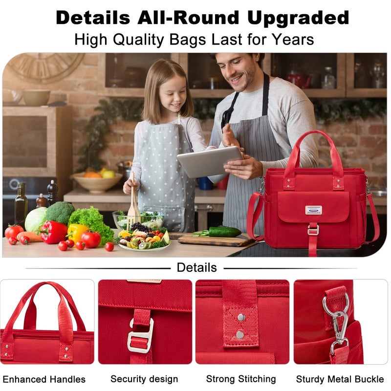 Weitars Insulated Lunch Bag for Women,Leak Proof Lunch Box for Work,Extra Large Lunch Tote Bag With Removable Shoulder Strap with Side Pockets,Reusable Lunch Cooler Bag For Picnic Hiking - Image 5