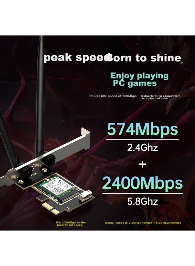 Edup Intel Ax200 Gigabit Pcie Wireless Network Card, Desktop Computer Wifi6 Receiver, Gaming Pc Internal, 5g Dual-band 3000m Bluetooth 5.2, Ep-ax200ls - Image 3