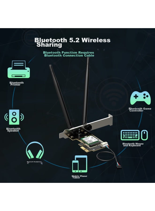 Edup Intel Ax200 Gigabit Pcie Wireless Network Card, Desktop Computer Wifi6 Receiver, Gaming Pc Internal, 5g Dual-band 3000m Bluetooth 5.2, Ep-ax200ls - Image 4