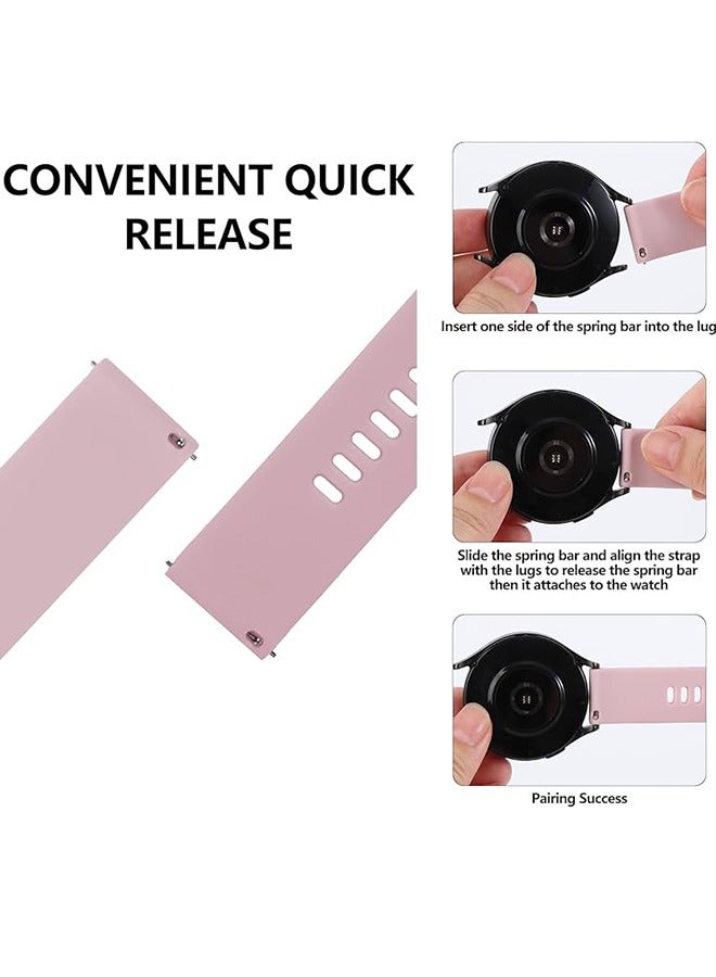 Silicone watch band 20mm Compatible with Samsung Galaxy Watch 7/6/5/4 40mm 44mm/Watch 6 Classic 43mm 47mm/Watch 5 Pro 45mm/Watch 4 Classic/Active 2 Band, watch strap 20mm  Wristbands Women Men(Pink) - Image 5