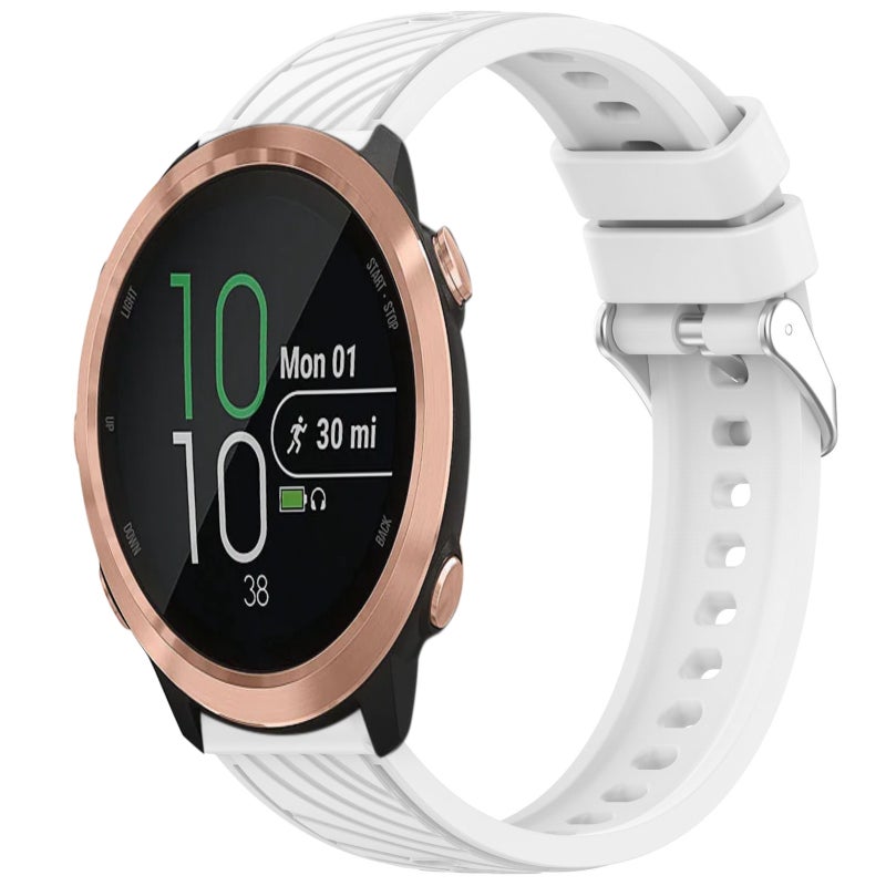 S-TOP For Garmin Forerunner 645 / 645 Music Stripe Texture Silicone 20mm Watch Band(White) - Image 1