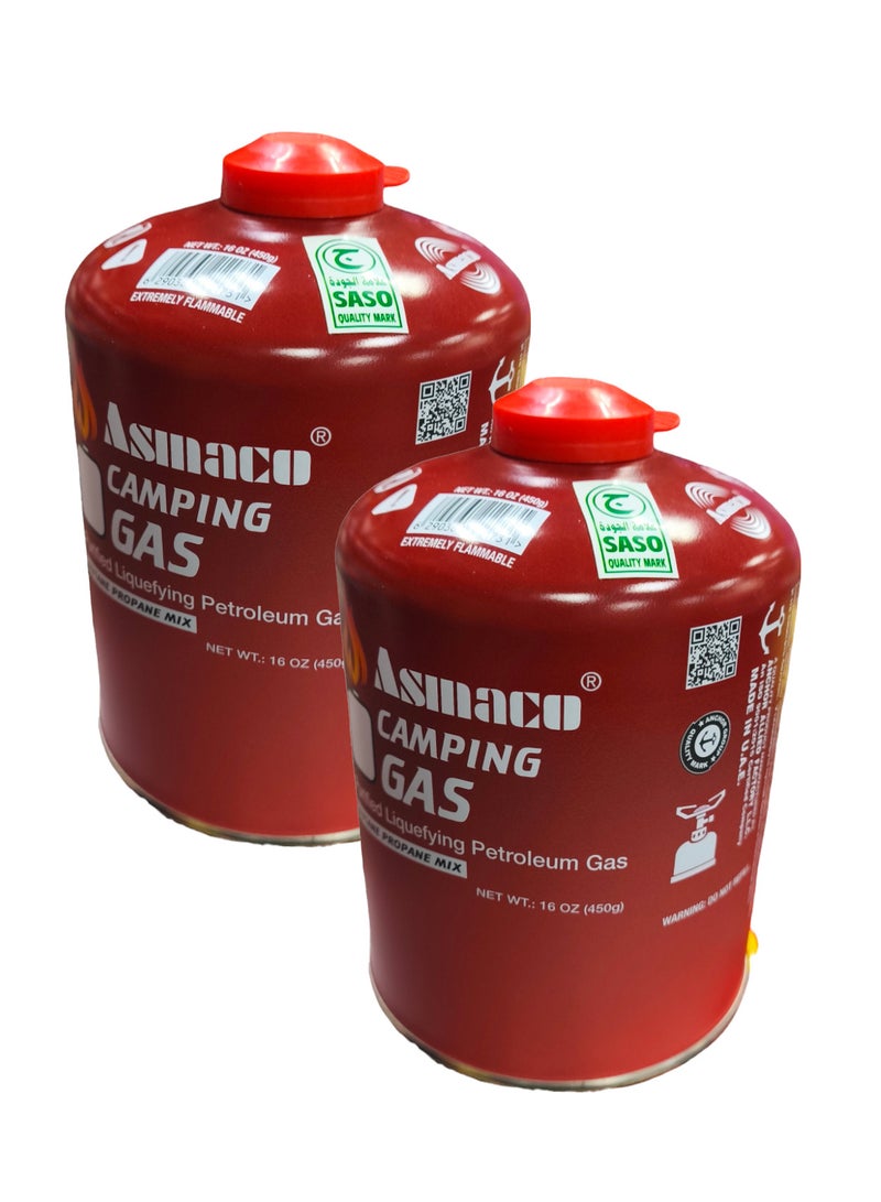 اسماكو قطعتين من غاز البيوتان للتخييم في الهواء الطلق 450 جرام - Image 1