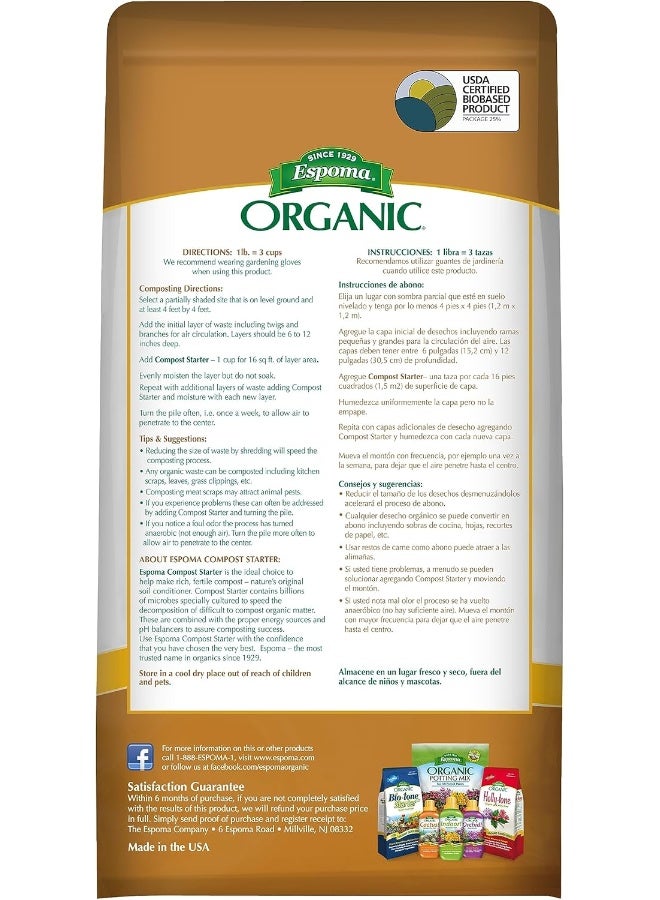 Espoma Organic Compost Starter; All-Natural Composing Aid Helps Break Down Organic Matter To Make Rich Compost For Organic Gardening. 4 Lb. Bag; Pack Of 1  - Image 1