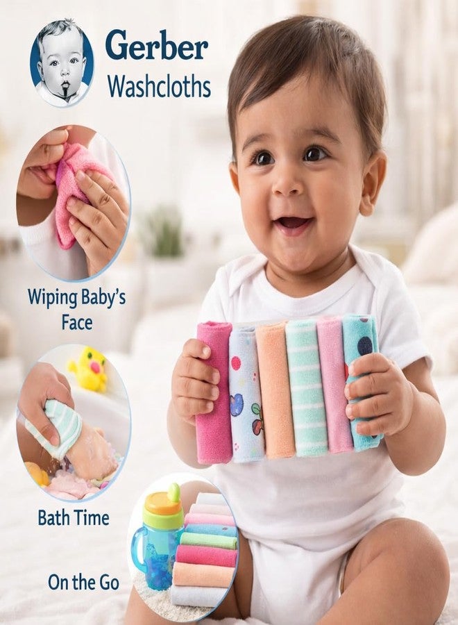 Magic Town Baby Gerber Cotton Wash Cloth Napkin 8 Pack (Multi Print) - Image 2
