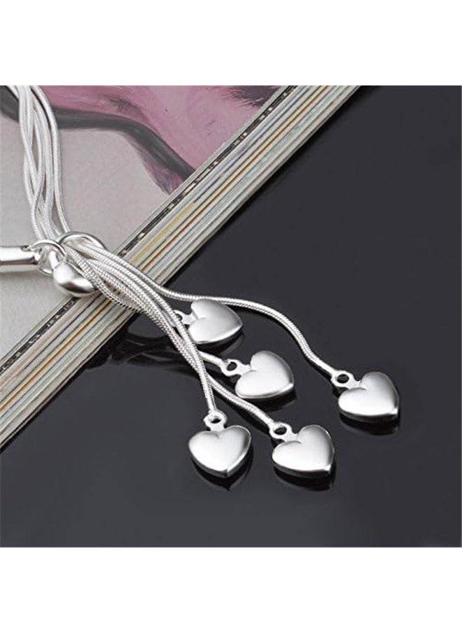 yongsheng Silver Love Shape Charm Bracelet，Five-Line Chain with Five-Heart Bracelet  - Image 4