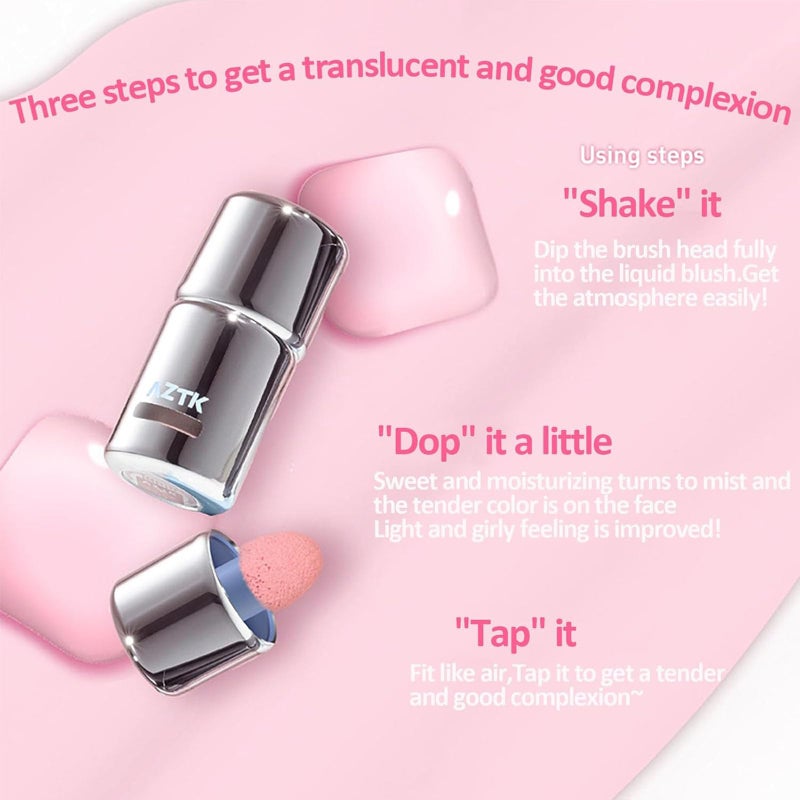 Aztk Liquid Blush, Aztk Jelly Color Liquid Blushes, Blush for Cheeks, Cream Blusher with Sponge Head - High-Pigment, Long-Lasting, Lightweight, Matte Finish (JC04) - Image 4