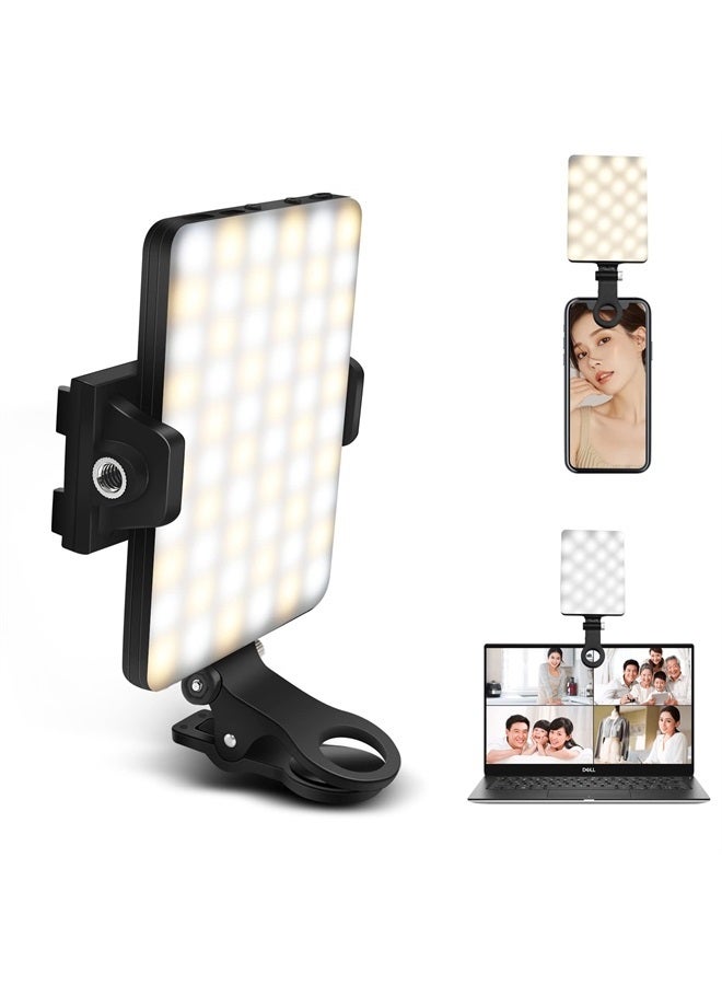GreatLPT Cell Phone Fill Light, Clip Fill Video Light for Phone 2000Mah Rechargeable, 10-Level Brightness Adjustment, CRI 95+, 3 Light Modes Dimmable, Portable Video Conference Lighting - Image 1
