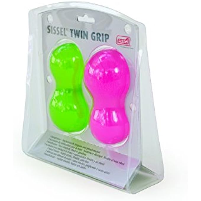 SISSEL Twin Elastic Grip Set | To Increases Flexibility | Promotes Muscle Build-Up In Rehabilitation | Pink & Green | Medium - Image 2