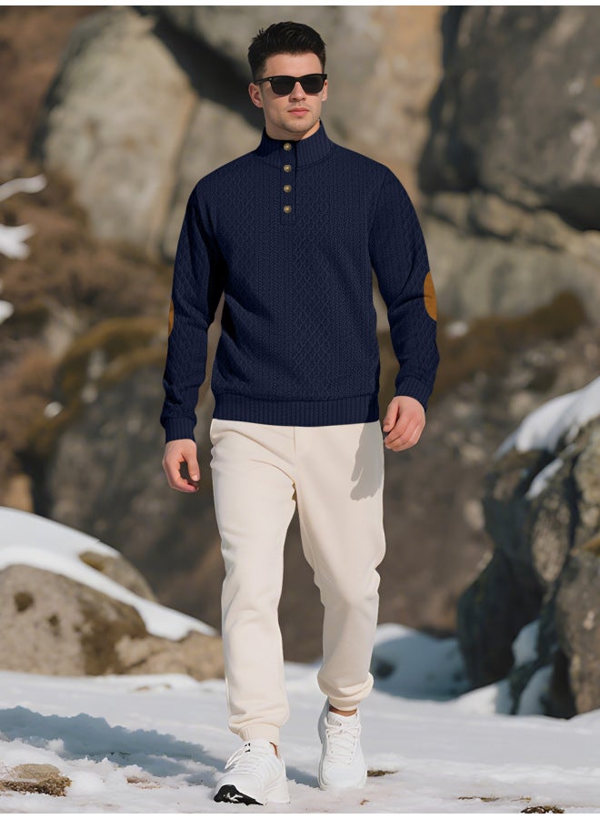 سبرينغ سترة ربيع وخريف للرجال، ياقة واقفة، أكمام طويلة، كنزة جاكار محبوكة، هوديي رياضي خارجي عادي - Image 1