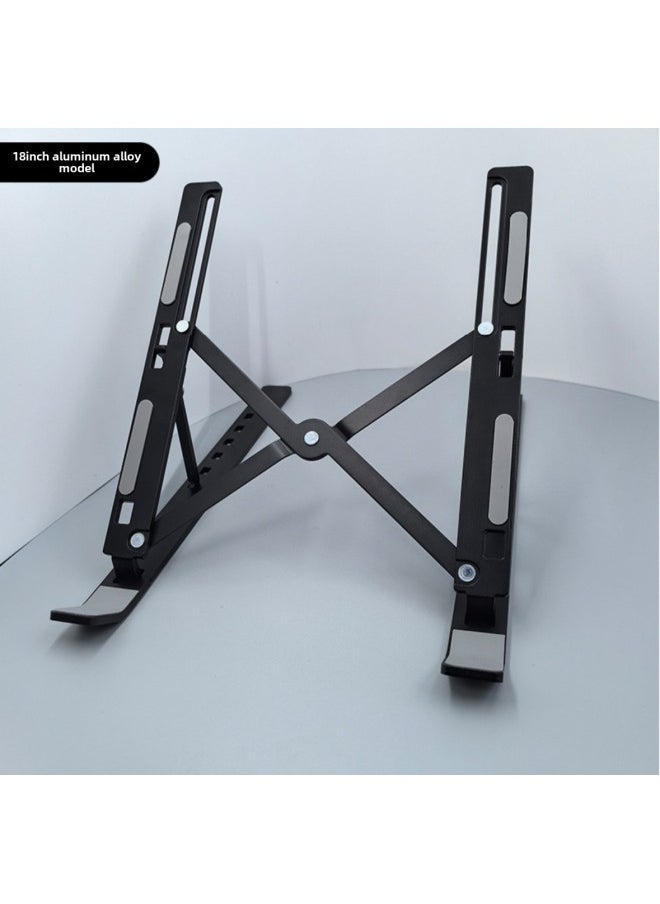 Aluminum Alloy Laptop Bracket Heightened Cooling Rack Game Book Universal Foldable Portable Metal Bracket Stable-Color:18inch Aluminum Alloy - Black (regular) - Image 1