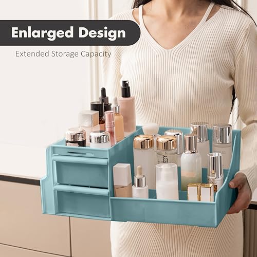 ALOXE Premium Large Makeup Organisers | Upgraded Storage Box and Organiser with Drawers for Dressing Table, Skincare, Makeup Storage & Accessories (Blue) - Image 5