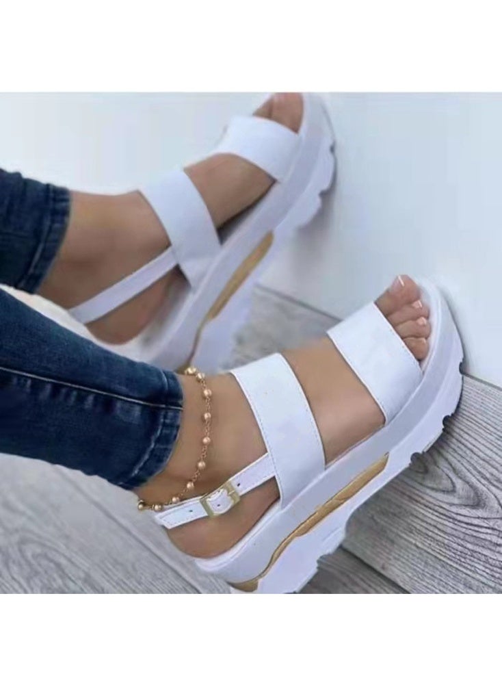 NIBEMINENT Women's Designer Wedges Platform Sandals  Summer  Casual Beach Heeled Sandal Elegant Shoes Buckle Strap Footwear Slippers 
