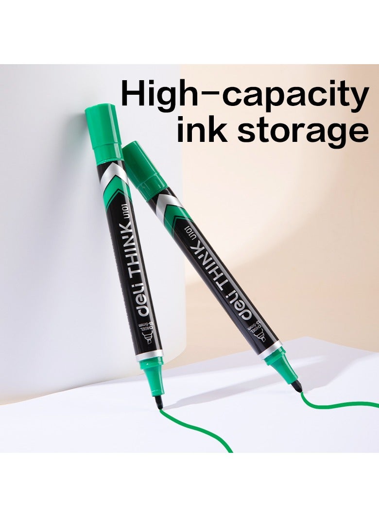 Deli Deli EU10150 Permanent Marker Chisel Tip 1.5-5mm Green 12PCS/Box – Ideal for Office, Warehouse and Labeling Tasks  - Image 3