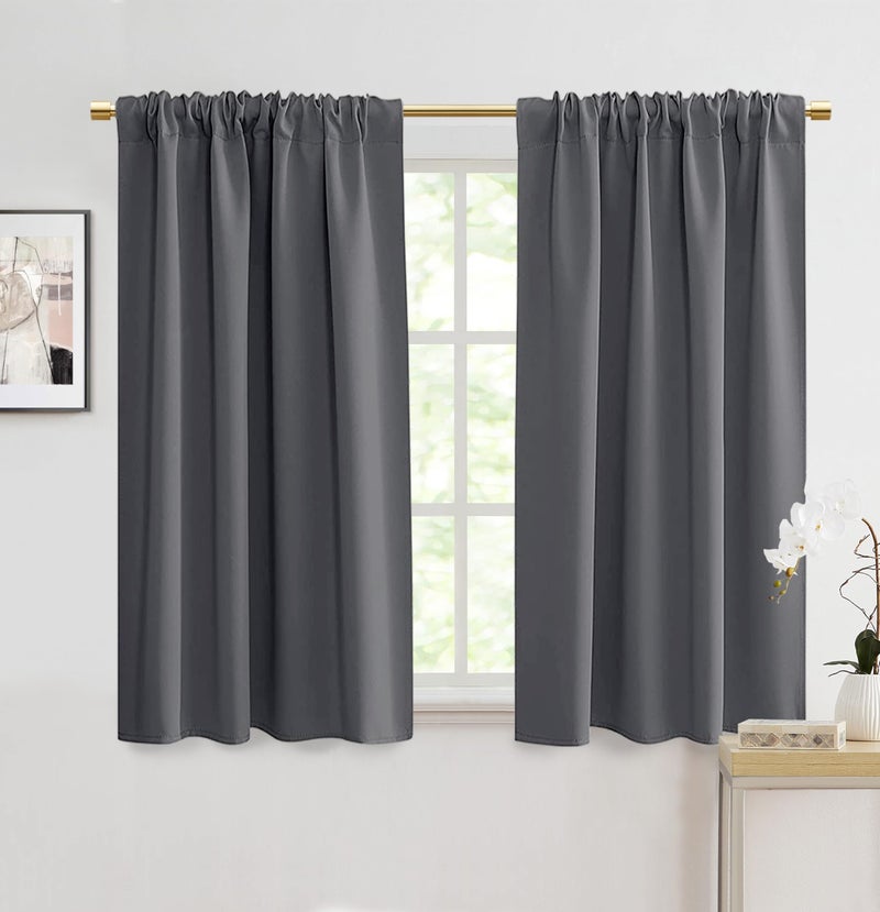PANELSBURG PANELSBURG Short Blackout Curtains for Bedroom Windows2 Panel Sets 48 Length Thermal Insulated Waterproof Curtains for Bathroom Bay Window48 Inches LongDark GreyGray