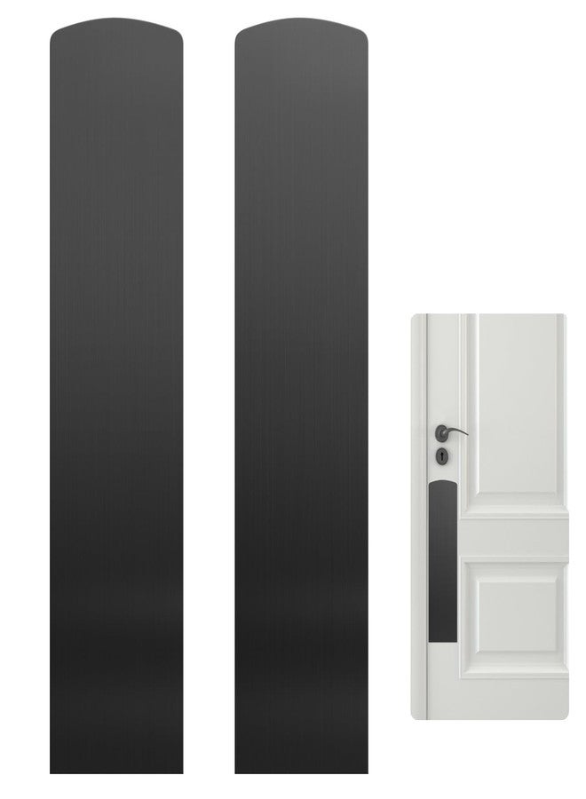 Sanbege 2 Pcs Door Scratch Protection Plate 4" x 16", Stainless Steel Push Plate, Self Adhesive Kickplate for Interior, Exterior Doors (Brushed Black) - Image 1