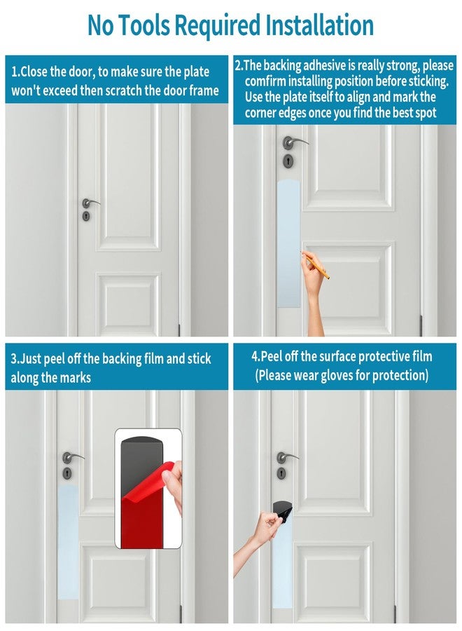 Sanbege 2 Pcs Door Scratch Protection Plate 4" x 16", Stainless Steel Push Plate, Self Adhesive Kickplate for Interior, Exterior Doors (Brushed Black) - Image 3