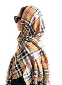 Trending Hijab Sheila Scarf for Women Girls, Striped Fashion Headscarf, Soft Lightweight, 178 x 69 cm, Beige with Stripes, Breathable, Head Cover