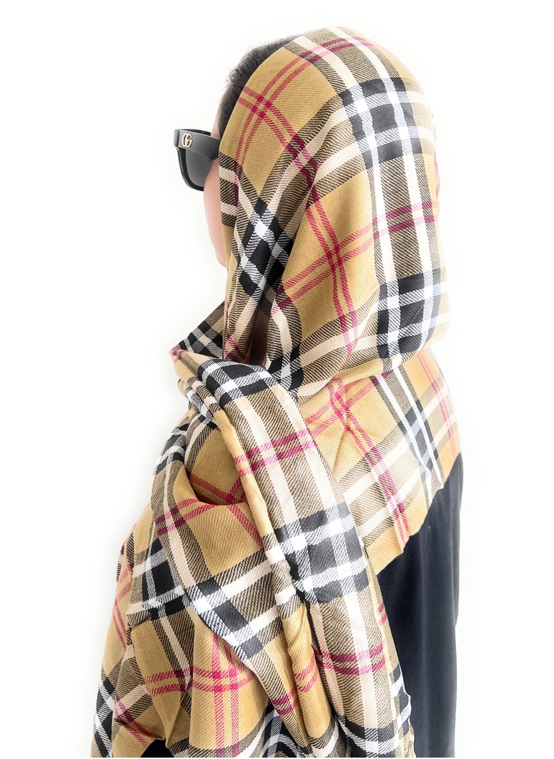 Generic - Trending Hijab Sheila Scarf for Women Girls, Striped Fashion Headscarf, Soft Lightweight, 178 x 69 cm, Beige with Stripes, Breathable, Head Cover - Image 1