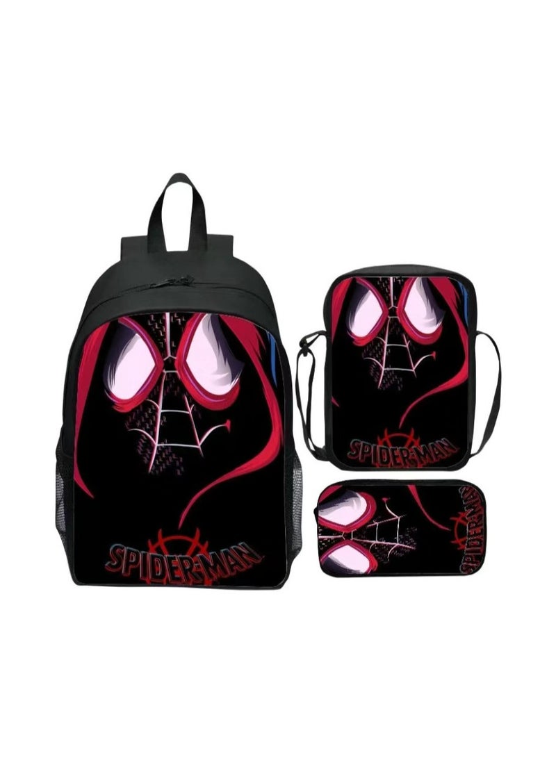 Boys Spider-Man Superman Printed Student Cartoon Schoolbag Backpack 29*16*42CM + Shoulder Bag 19*6*23CM + Pen Bag 24*7*11CM Three-piece Set - Image 1