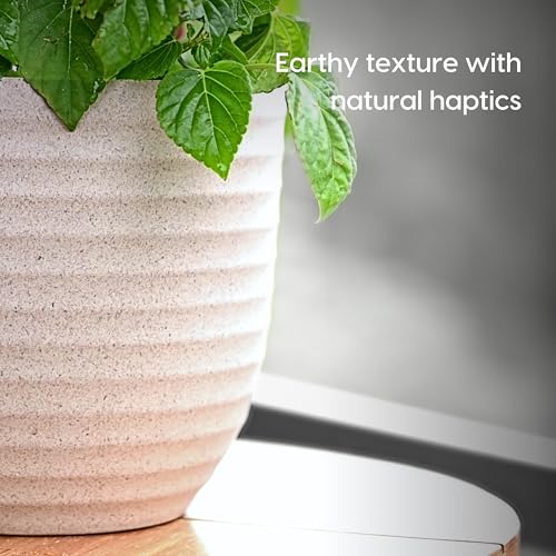 Eha Set of 2 Earth-Friendly 4" Verona Pots and Planters | Bamboo Based Table Planter for Office | UV Protected |Plant Pots for Indoor & Home Decor,Balcony & Garden | Sand-Tortilla - Image 5