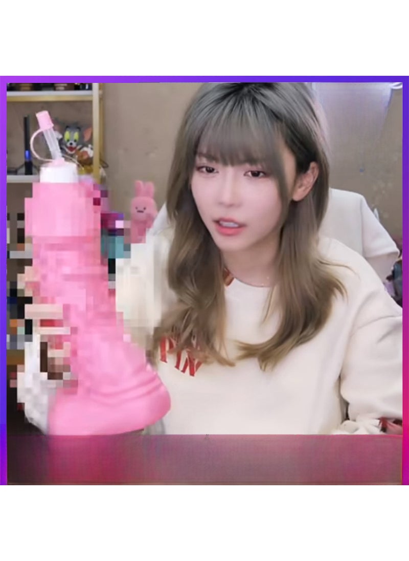 Generic Cross-border Zhou Shuyi Same Style Water Cup Kettle Pink Ken Dou Janna Cup Sucking Music Niu Niu Big Bird Straw Zhou Jie 500ML 