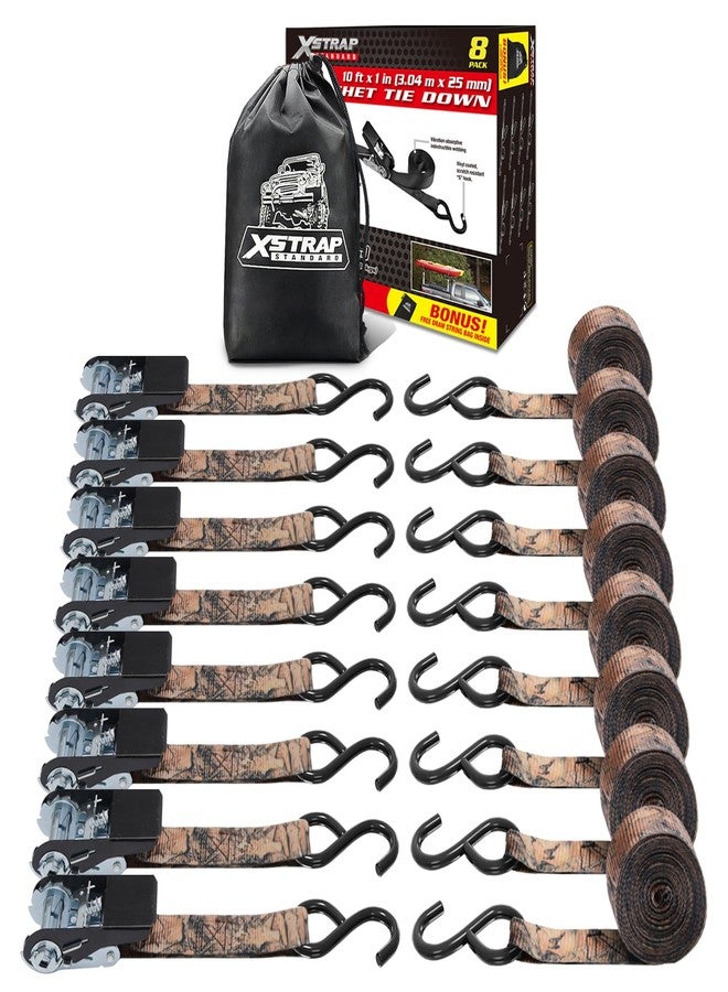 XSTRAP STANDARD Ratchet Straps, 900 LB Break Strength, 8-Pack 10FT Ratchet Tie Down Straps Set for Motorcycle Straps Tie Downs, Appliances, Lawn Equipment, Logistic Cargo Straps for Trucks(Camouflage) - Image 1