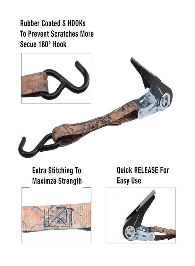 XSTRAP STANDARD Ratchet Straps, 900 LB Break Strength, 8-Pack 10FT Ratchet Tie Down Straps Set for Motorcycle Straps Tie Downs, Appliances, Lawn Equipment, Logistic Cargo Straps for Trucks(Camouflage) - Image 3