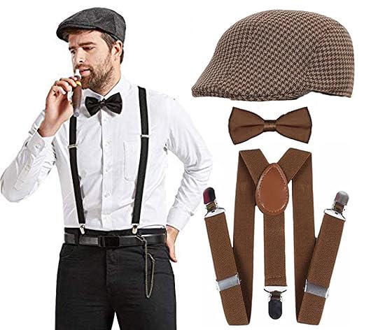 CLOTHERA Suspender and Bow Tie Set with Flat cap for Men (Tan Brown) - Image 1