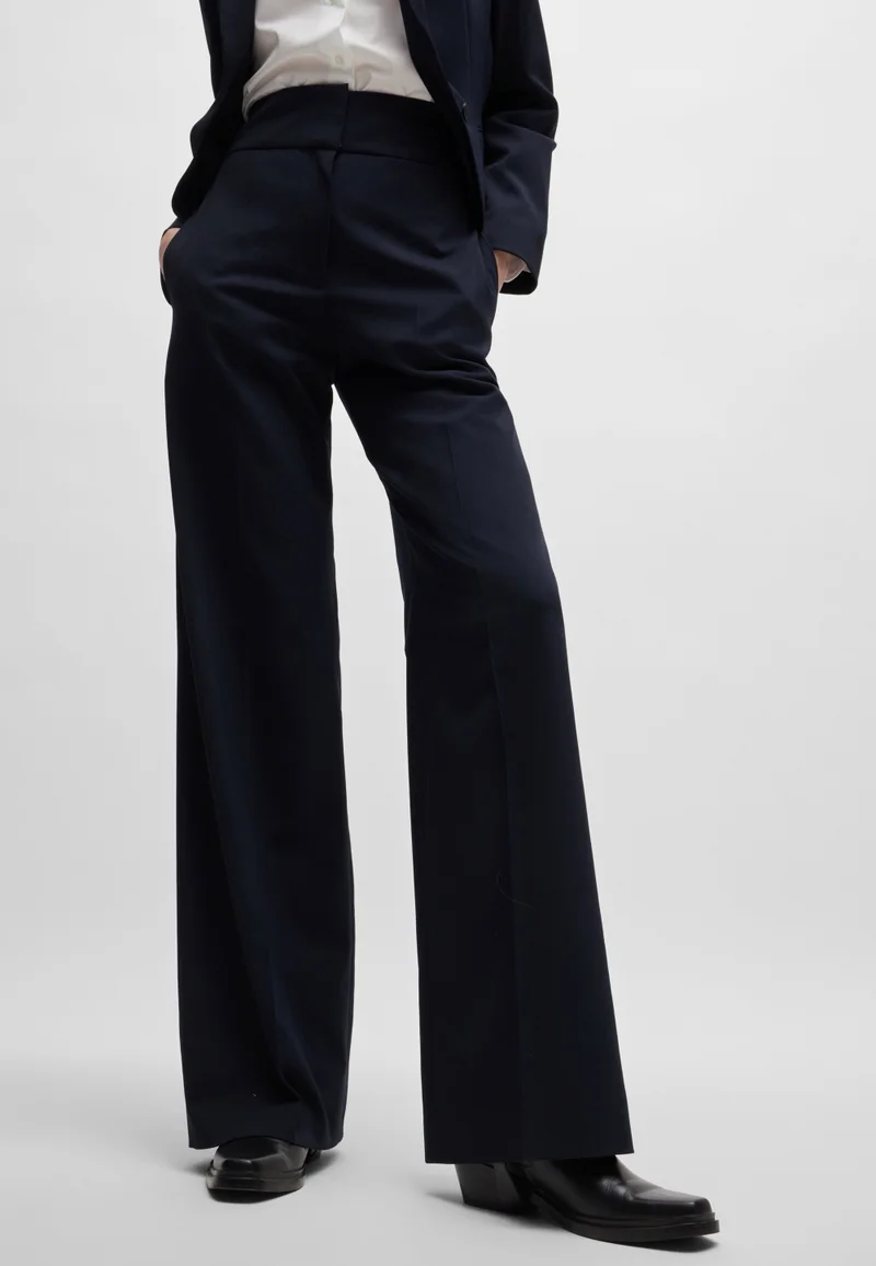HUGO High-waisted regular-fit trousers with flared leg