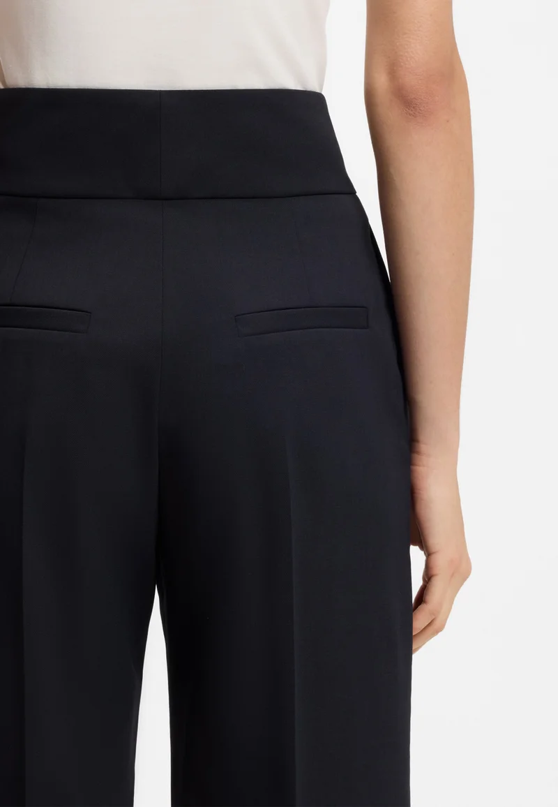 HUGO Dark Blue High-waisted regular-fit trousers with flared leg for Women | Best Price UAE