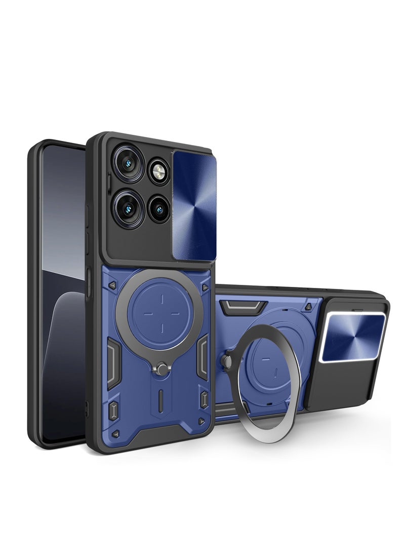 Case Cover For Motorola G75 5G , Slide Camera Lens , Magnetic Ring Holder Kickstand Protective Phone Case for Motorola G75 5G,