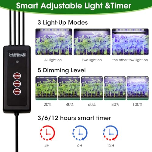 MQUPIN 80-Cell Seed Starter Tray with Grow Light, 2-Pack Adjustable Brightness Seed Starter Kit with Humidity Dome,Smart Timer,Watering Sprayer,Seeder,Plant Germination Kit for Seeds Growing - Image 2